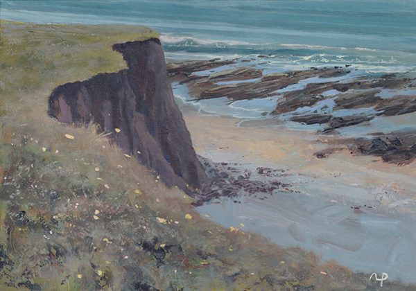 Incoming Tide at Widemouth Bay, Acrylic painting